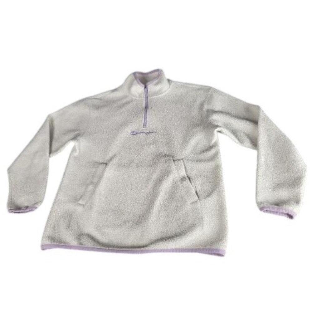 Champion Cream Sherpa 1/4 Zip Sweater Women Sz XS Urban Outfitters Winter Sport